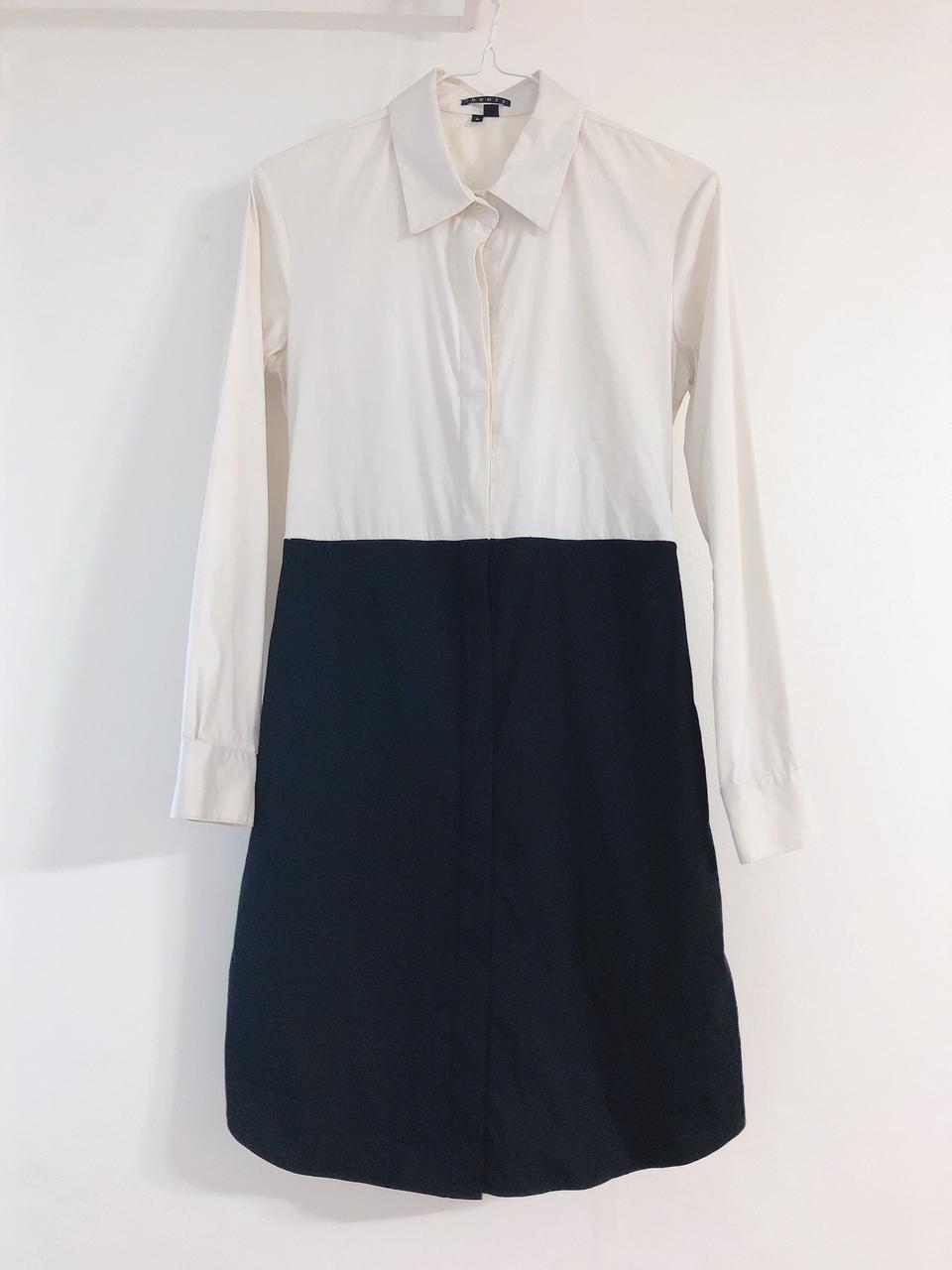 Theory 띠어리 정장 셔츠 원피스 아이보리 블랙 사이즈4 44반-55