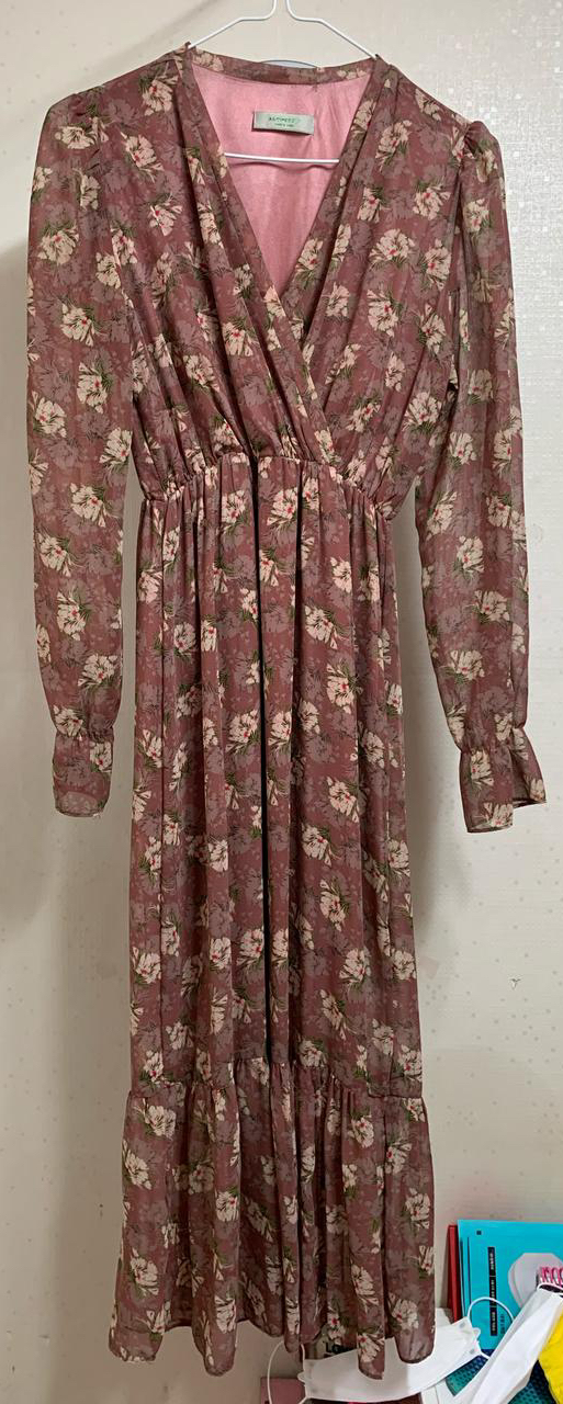 브이넥플라워롱원피스