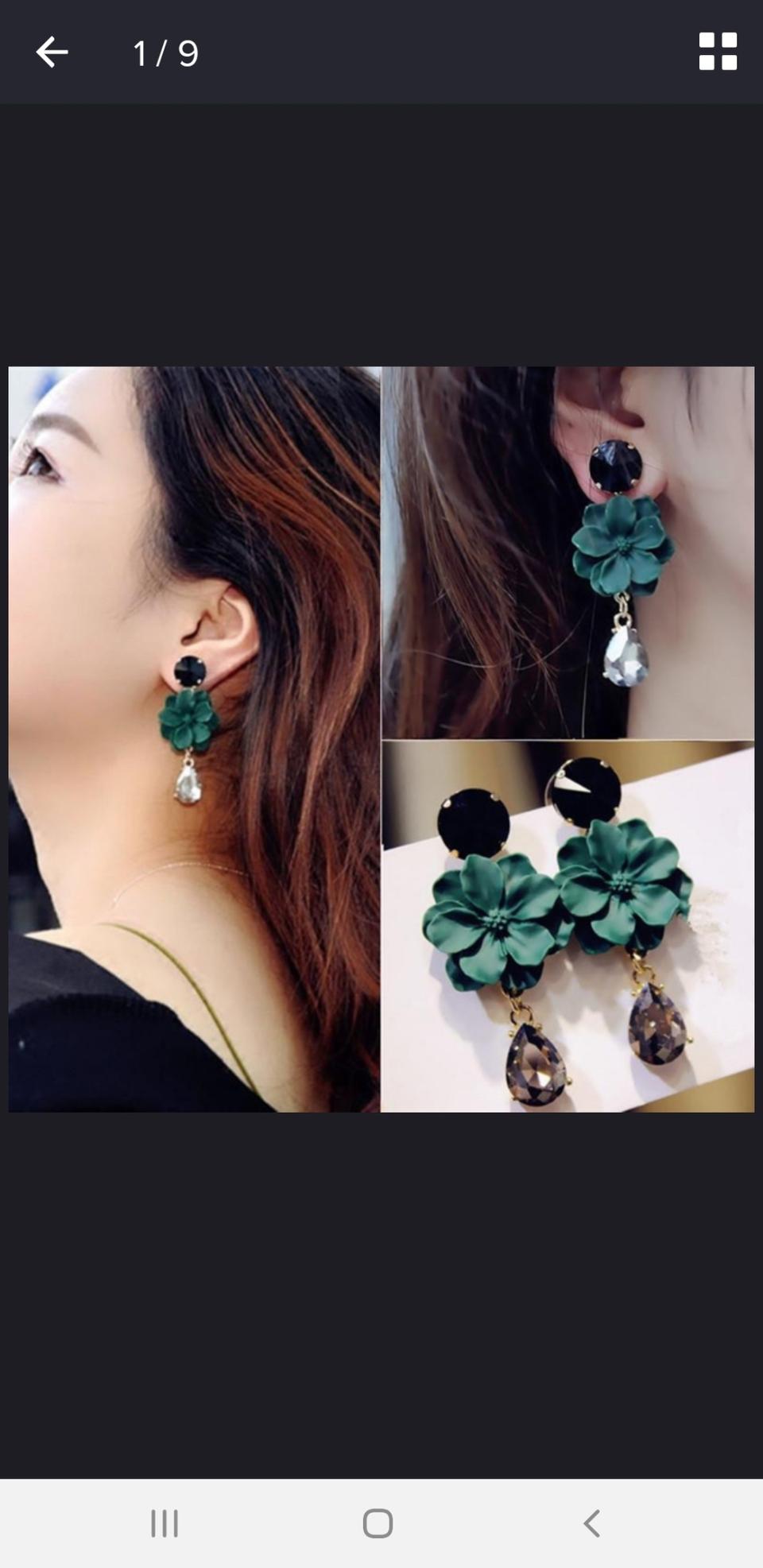 새상품 가을여신 그린 플라워 러블리 크리스탈 귀걸이 맥시원피스 반값 무료