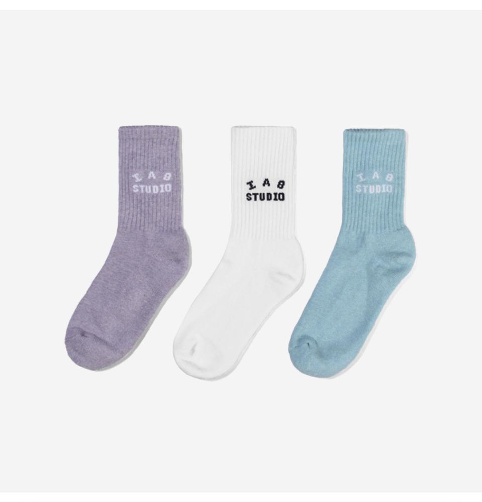 IAB 양말 White Purple Cyan 3종