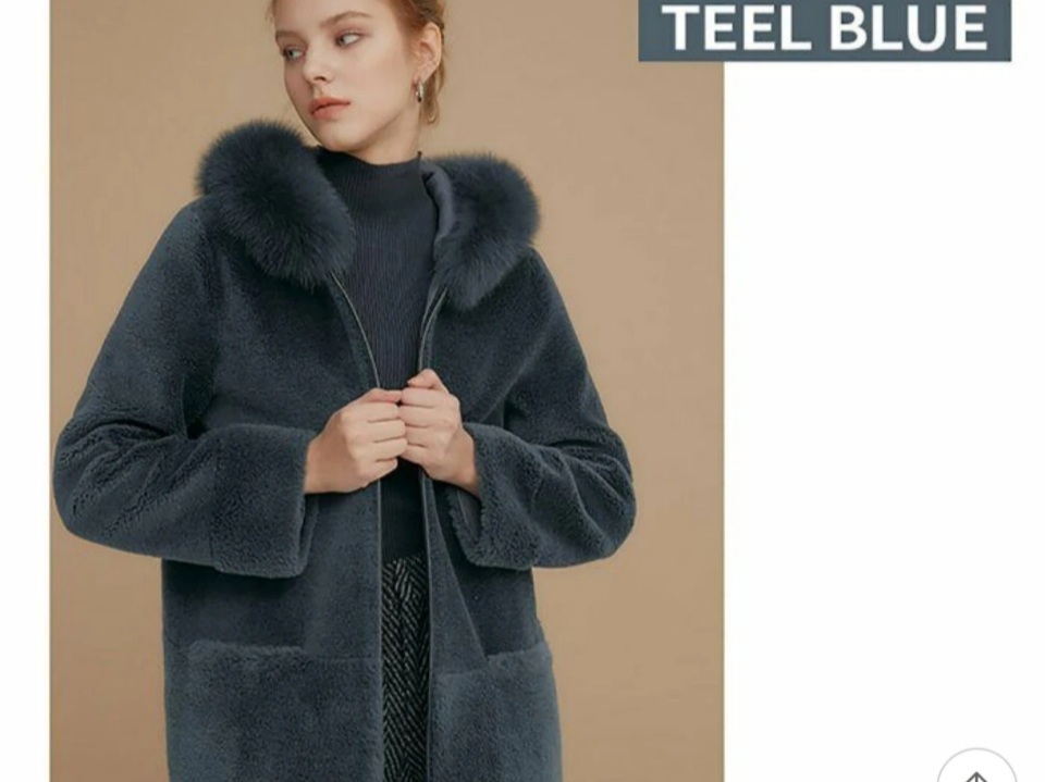 ❤양모100 폭스퍼후드하프코트66**새상품