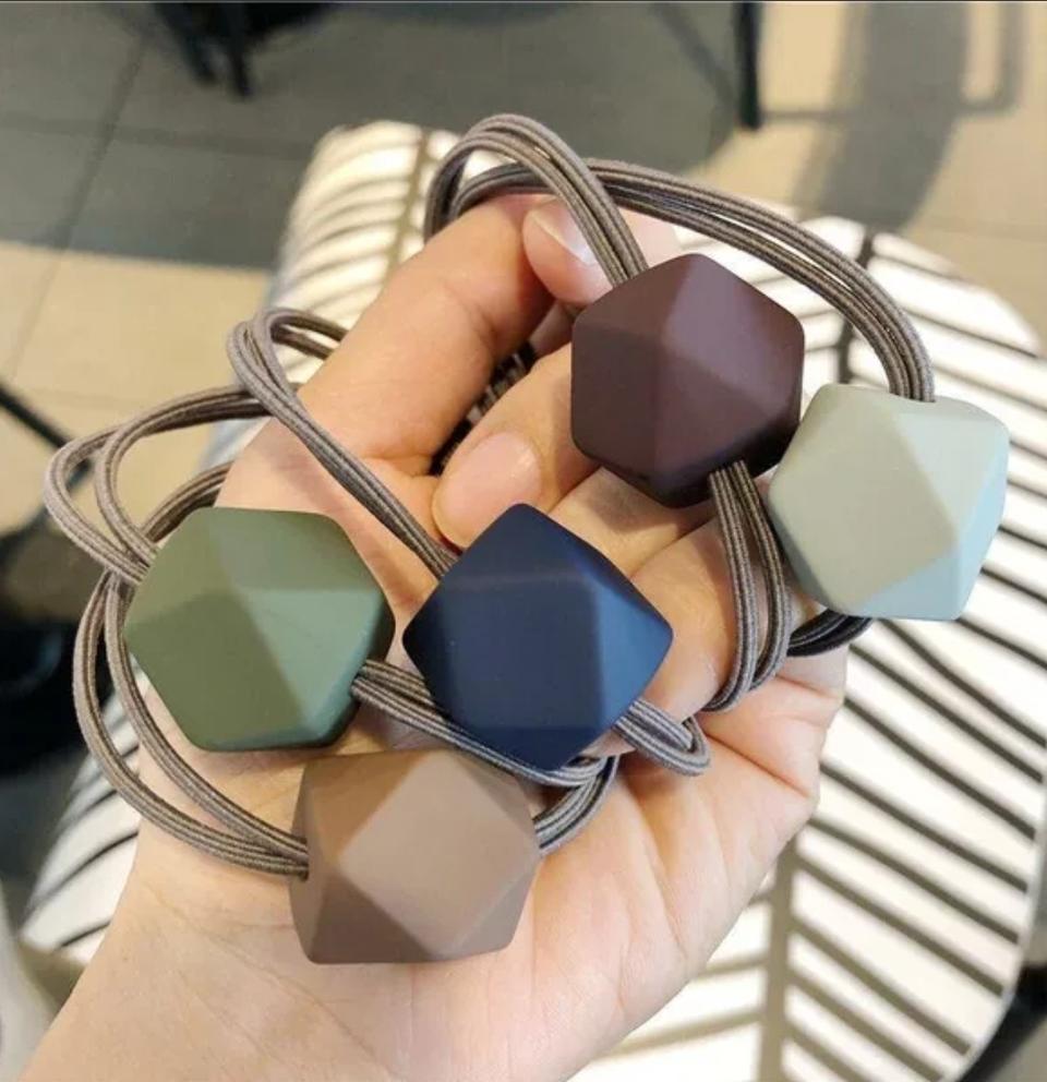 새상품)5개입 다이아몬드.사각방울 머리끈