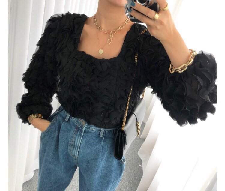 고퀄리티쏠싸크롭블라우스55(새상품)