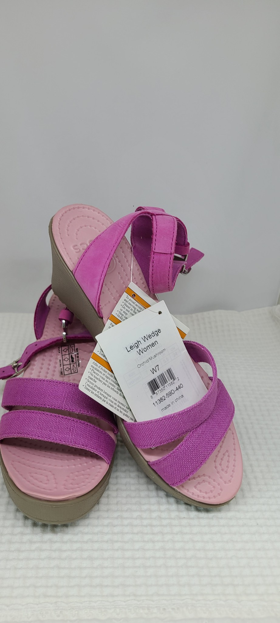 크록스웨지샌덜핑크7