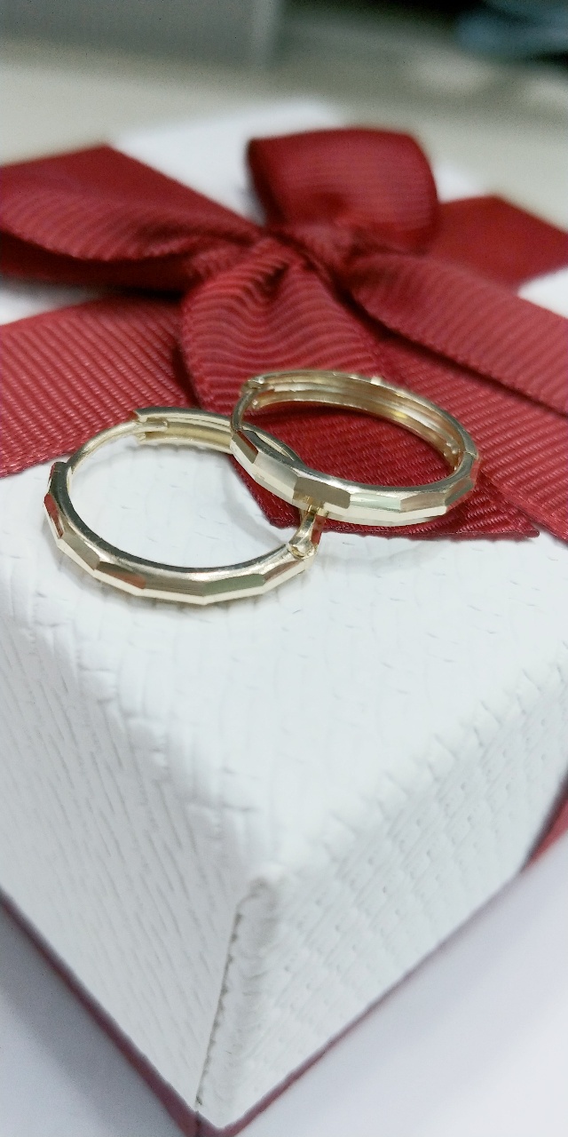 14k 가로컷 데일리 링 귀걸이