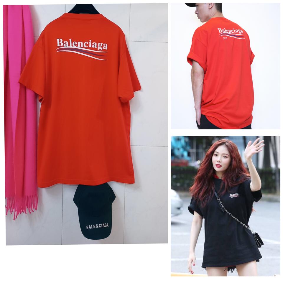 정품 유명한 명품 발렌시아가 남여공용 현아착용 웨이브 티셔츠