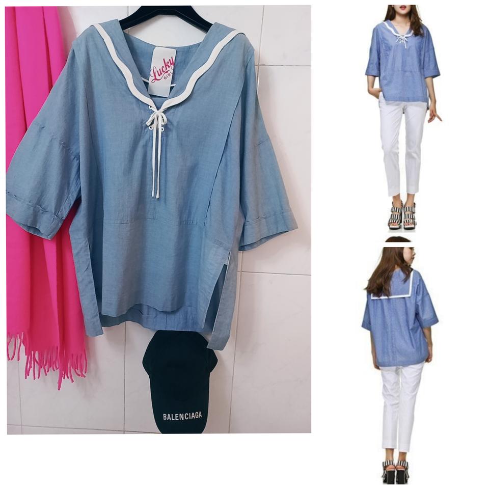 정품 럭키슈에뜨 소녀시대 제시카 세일러 프릴 블라우스 럭슈 럭키슈에트