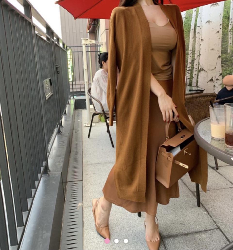 샤샤엘르 카멜 롱가디건