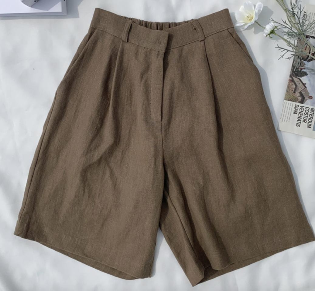 브라운 린넨100 반바지 55