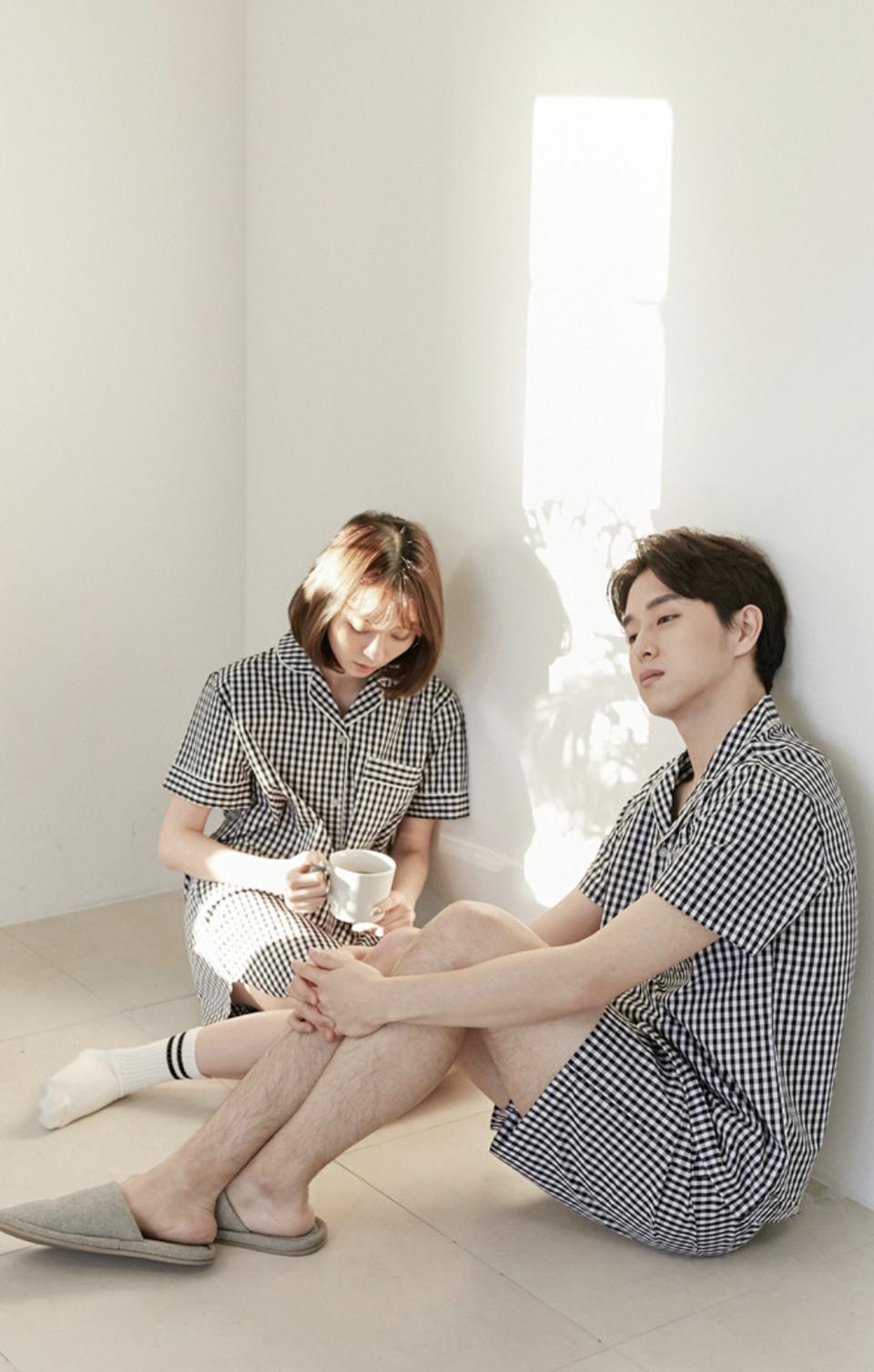 블랙체크 반팔 커플파자마세트 (각각구매가능)