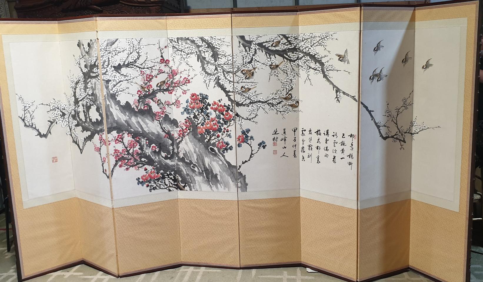 지촌허룡매조도8폭일지병풍