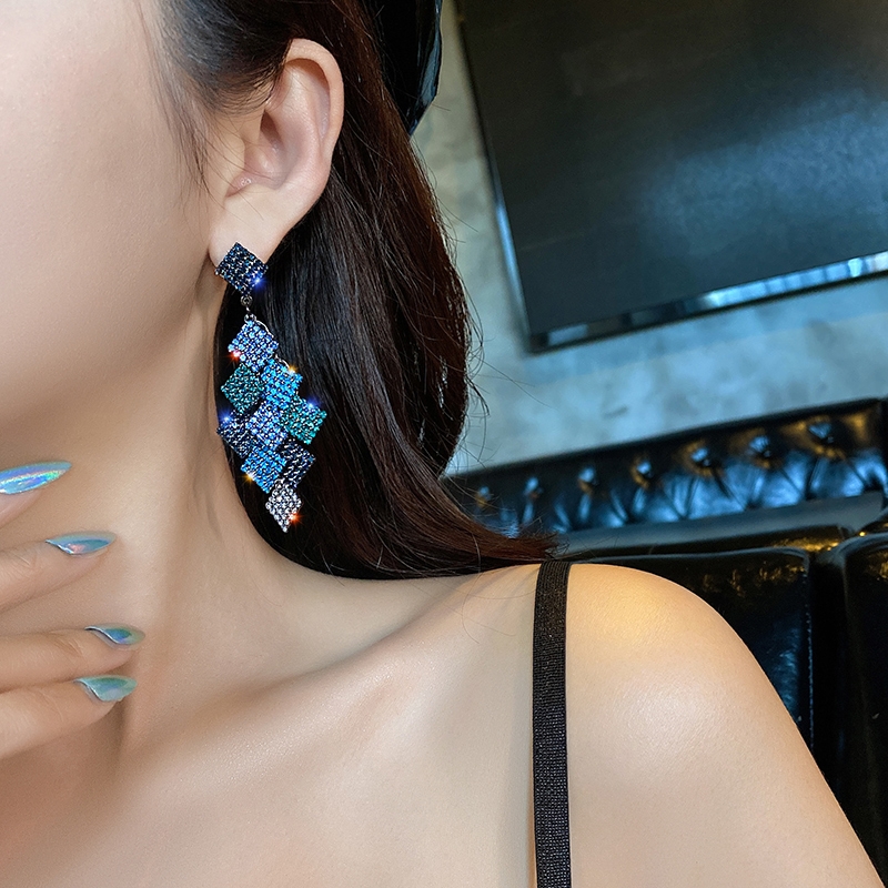 (당일배송)블루 아가일 귀걸이 롱귀걸이 수술귀걸이 큐빅귀걸이