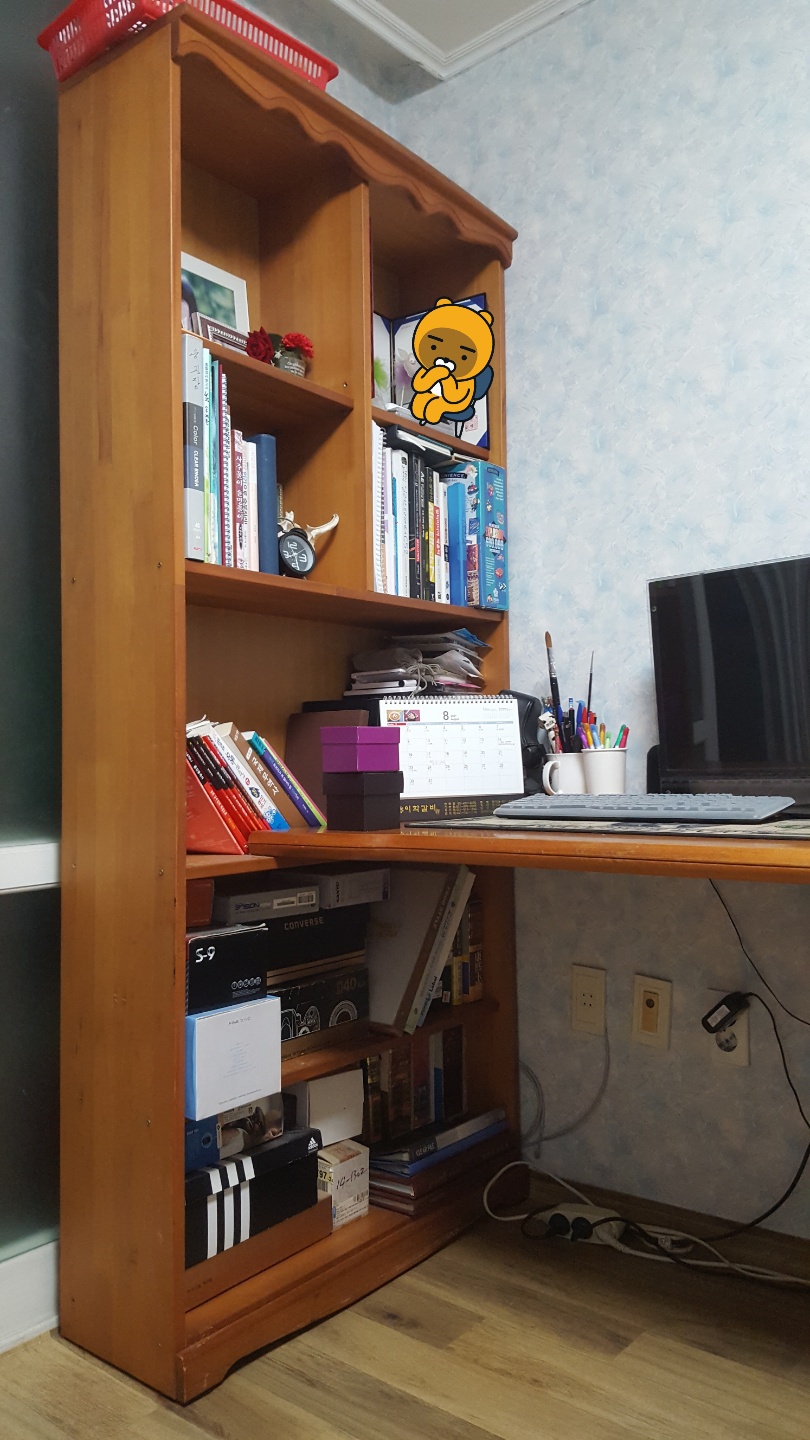 H자 학생용 원목 책상 책장
