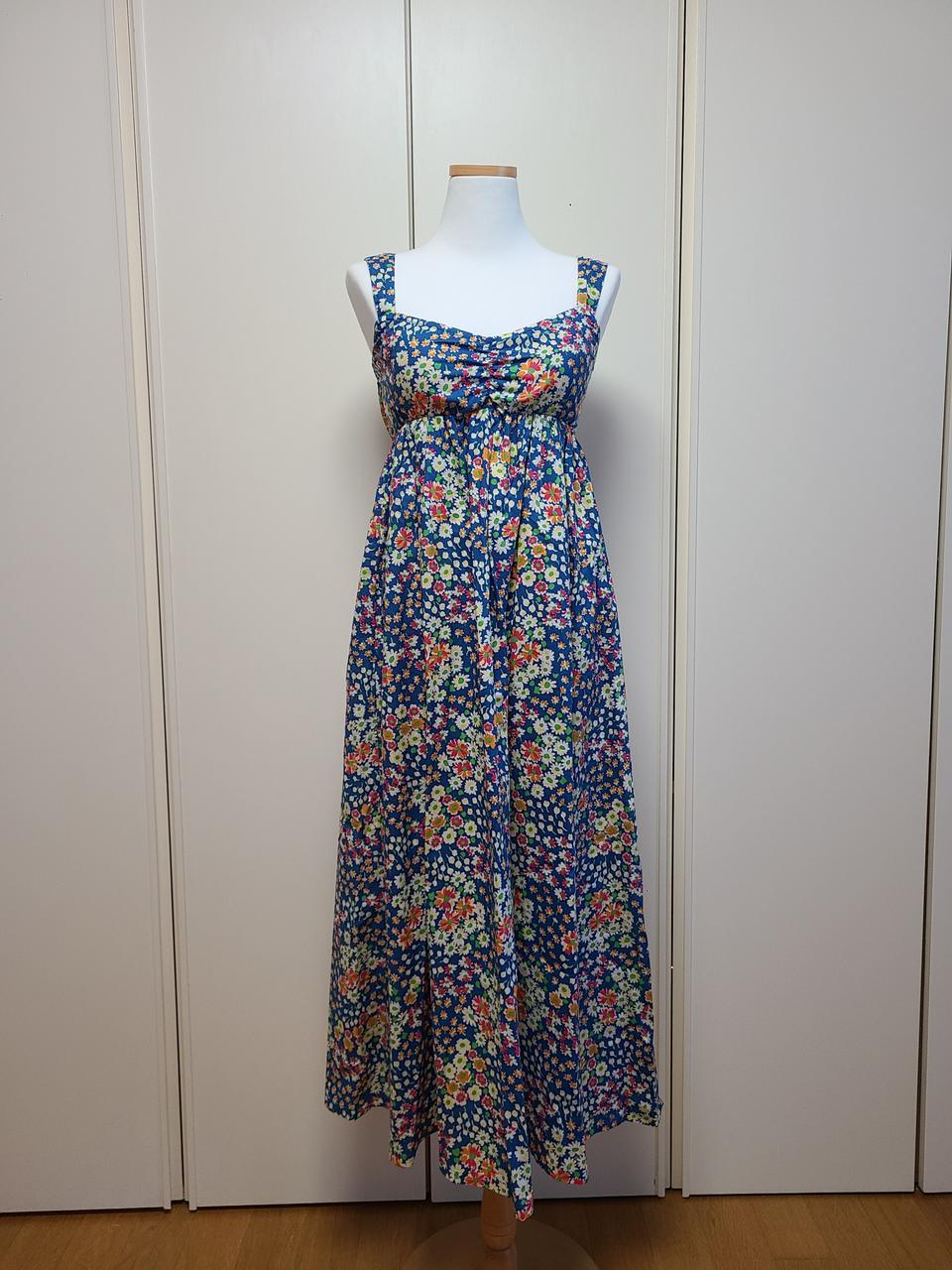 [빈티지] 플라워 패턴 블루 원피스 55