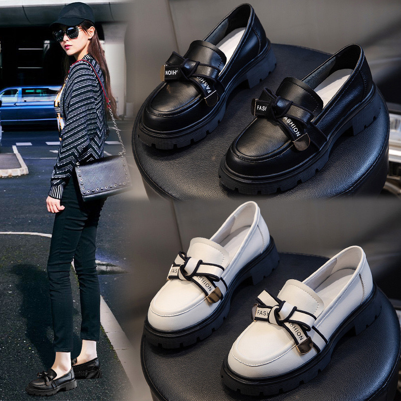 신상 캐주얼 통굽 리얼 정품 소가죽 여성 슈즈