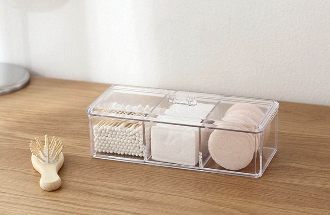 아크릴 화장품 화장솜 면봉 정리함