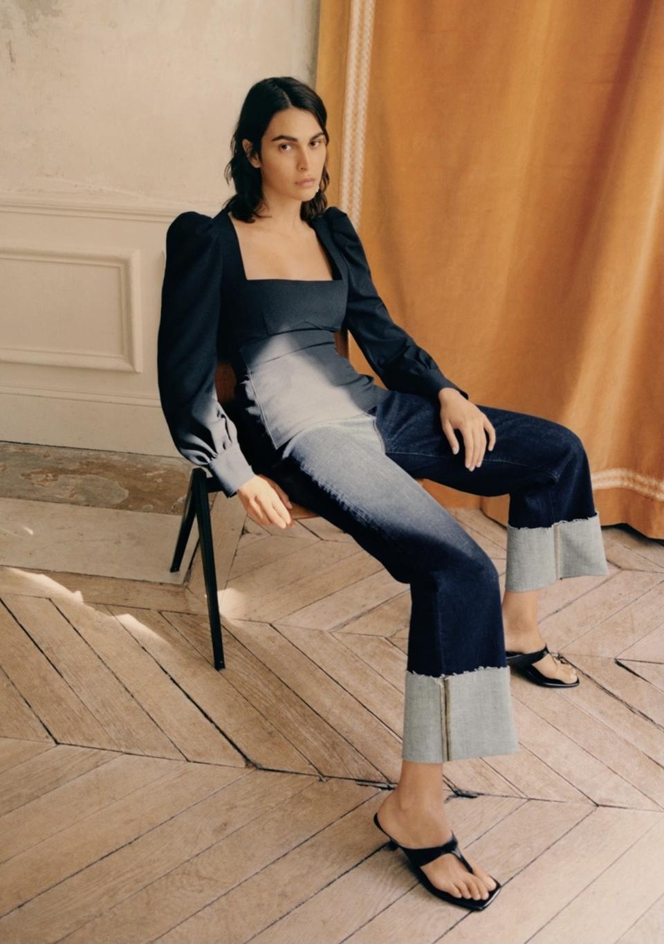 L / 자라 zara 볼륨 슬리브 탑 89,000-27,000