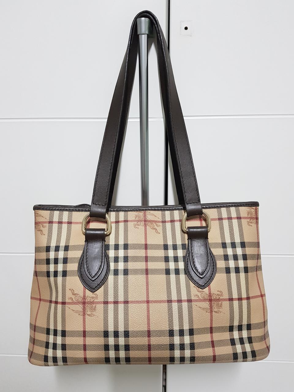 버버리 이태리 정품 체크 가죽 숄더겸 토트백