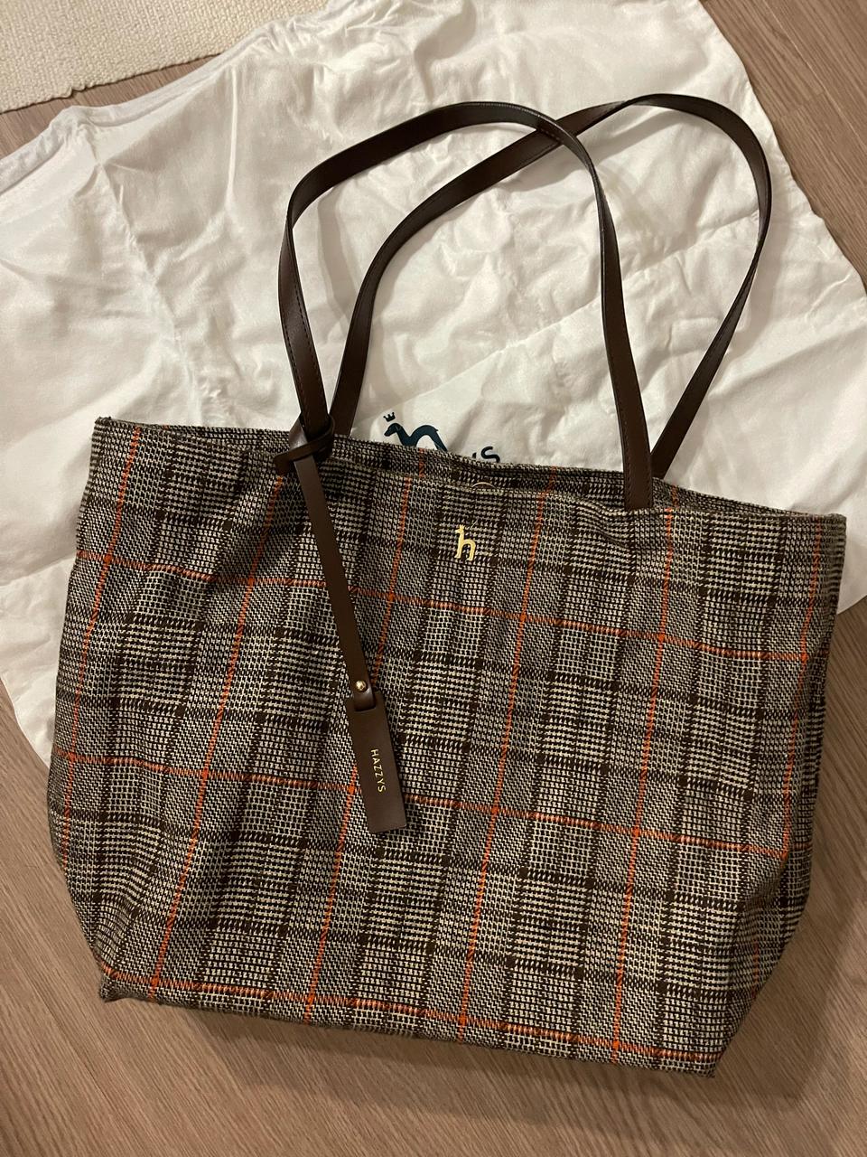 헤지스 여성 체크 토트백