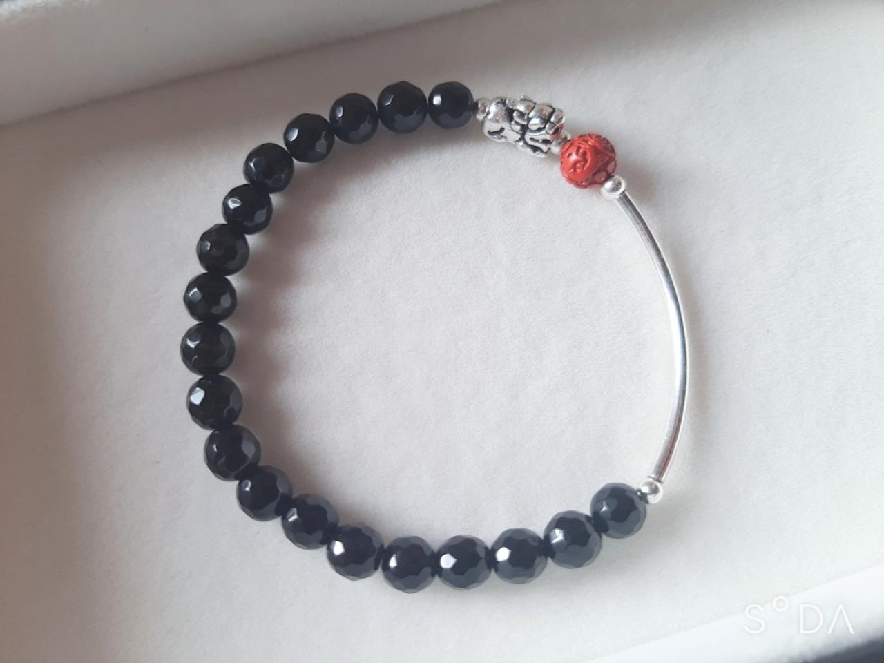 안전 비휴팔찌 실버바팔찌 경면주사 오닉스 염주 팔찌 silver925 재