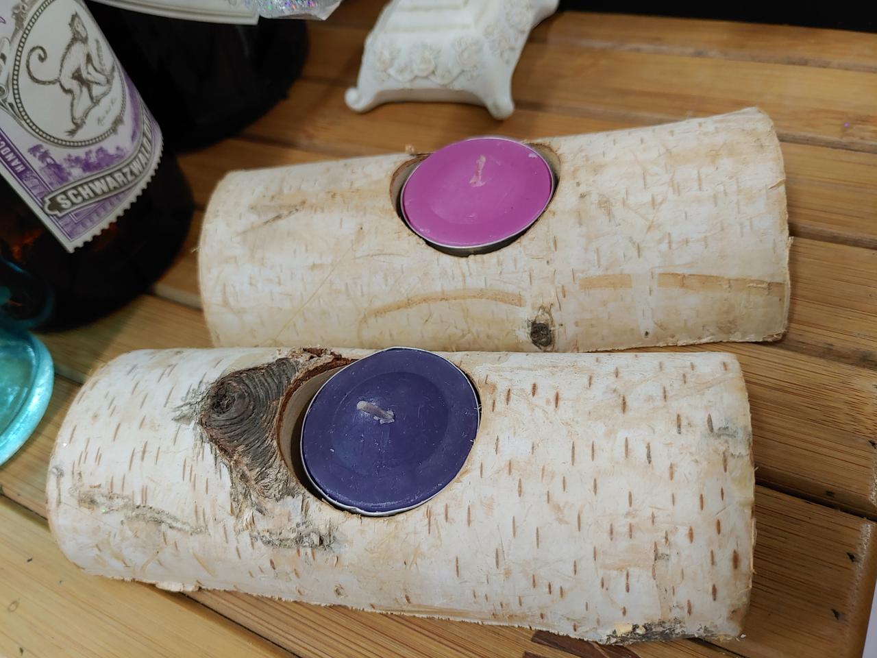 자작나무 캔들홀더 2set