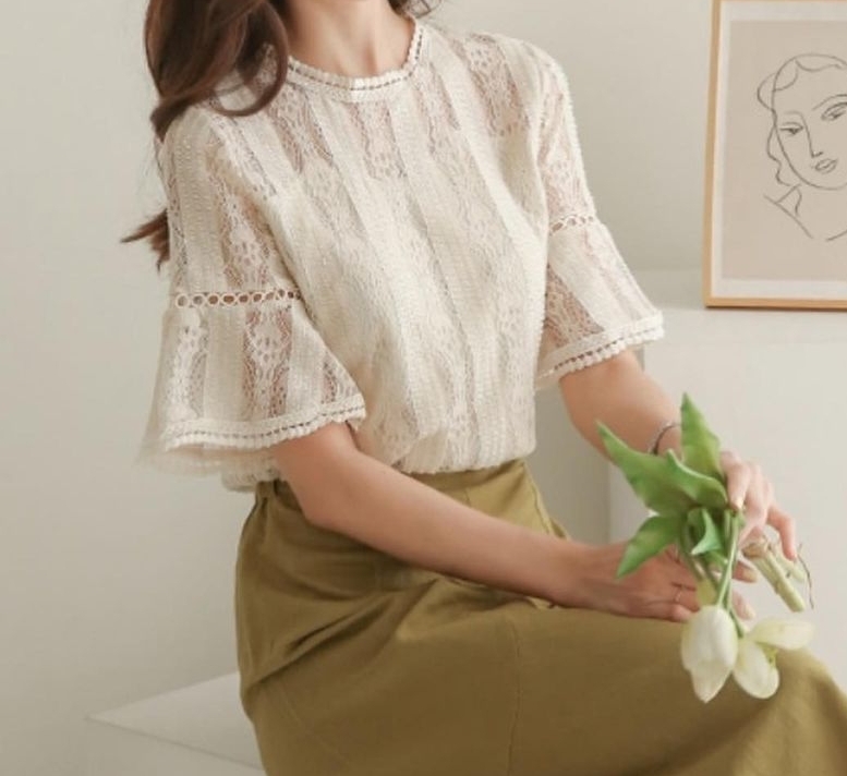 레이스 블라우스 데이트룩 데일리룩