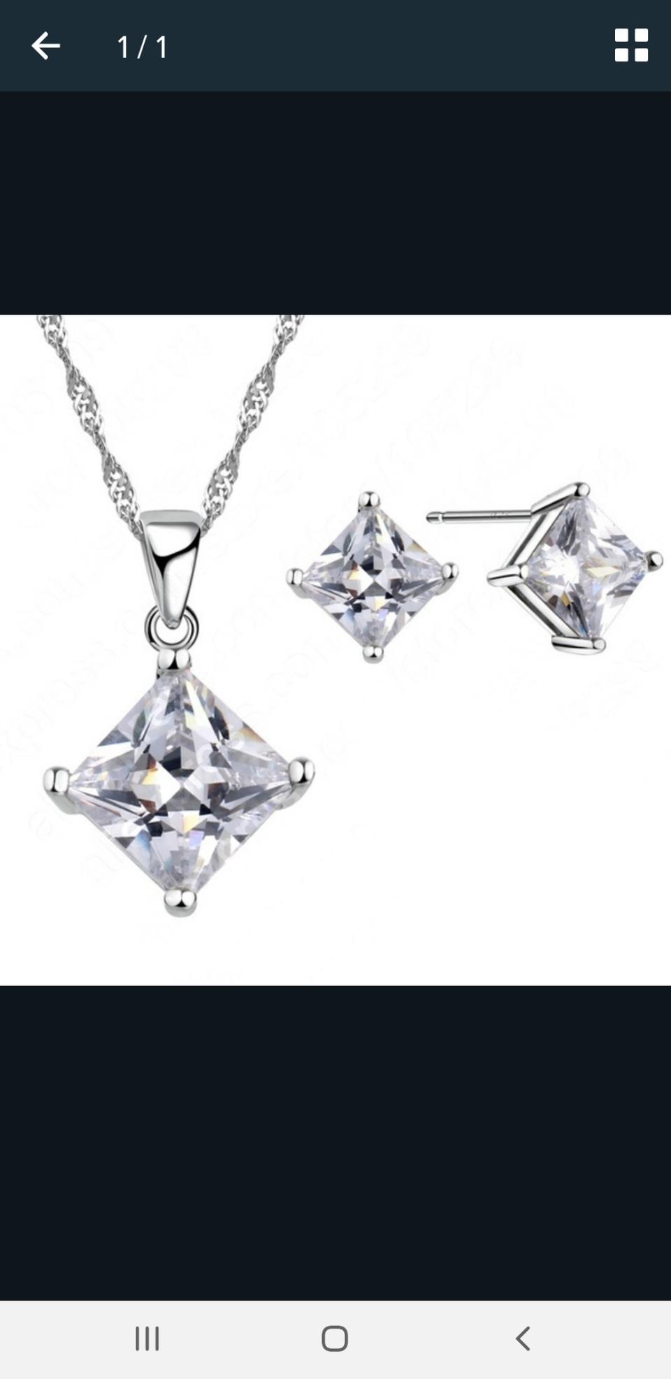 새상품  1캐럿 지르코니아 스퀘어 큐빅 목걸이 귀걸이 무료