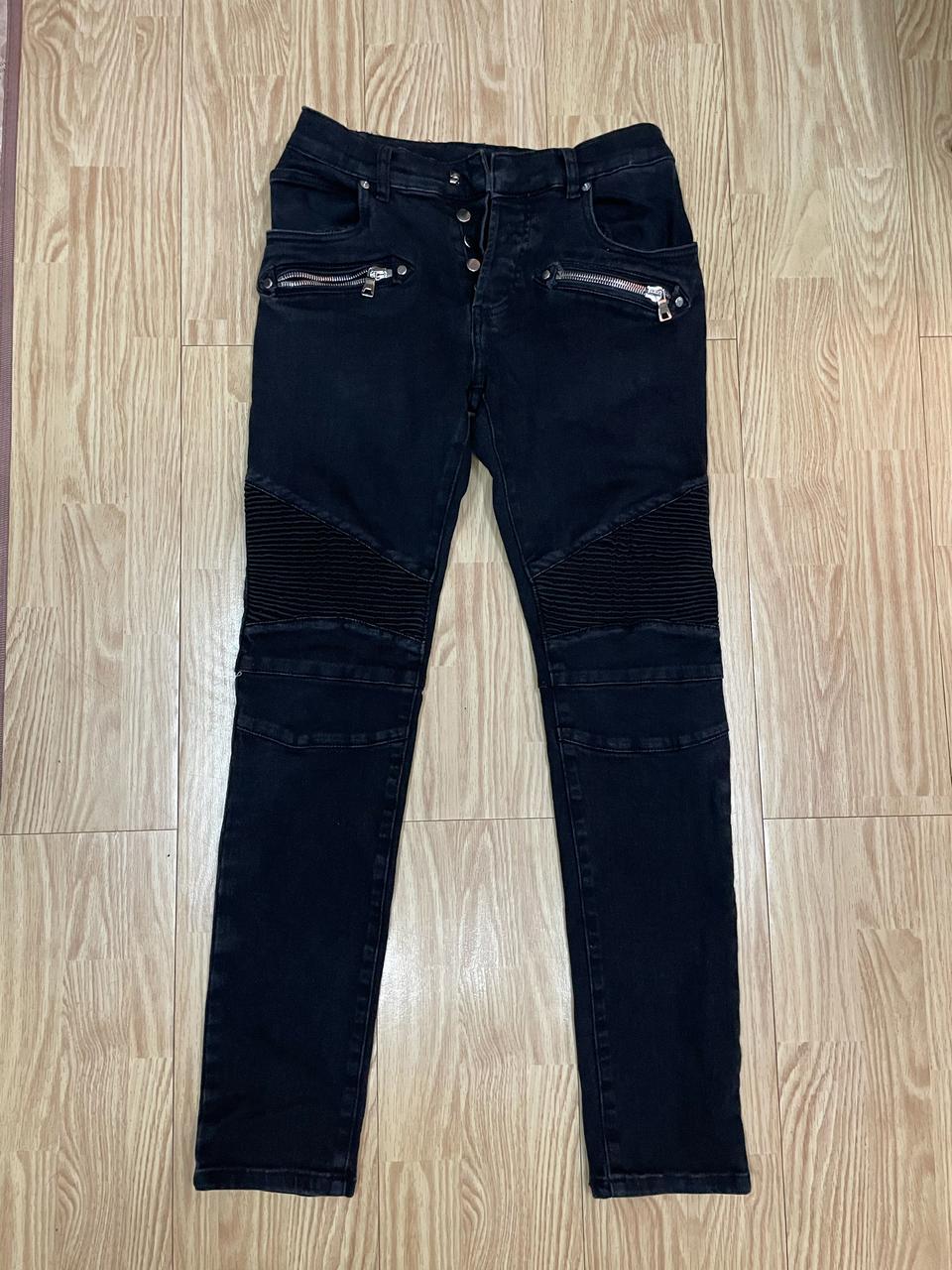 BALMAIN 발망 백포켓 자수 블랙 코튼 팬츠 바지 30 사이즈