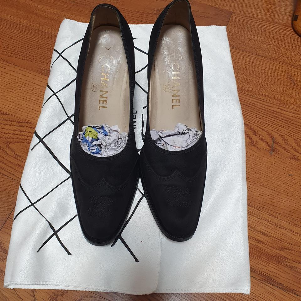 빈티지 샤넬 블랙윙팁 하이힐