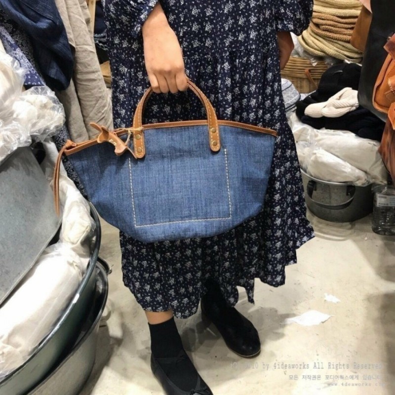 포디어웍스 데님 토트백(도그바스켓) 새상품