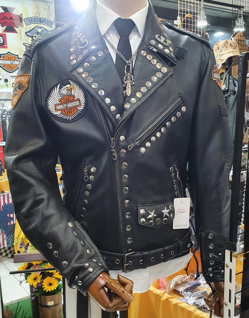 스위스 바이크 빈티지 커스텀 할리 스타일 가죽 자켓