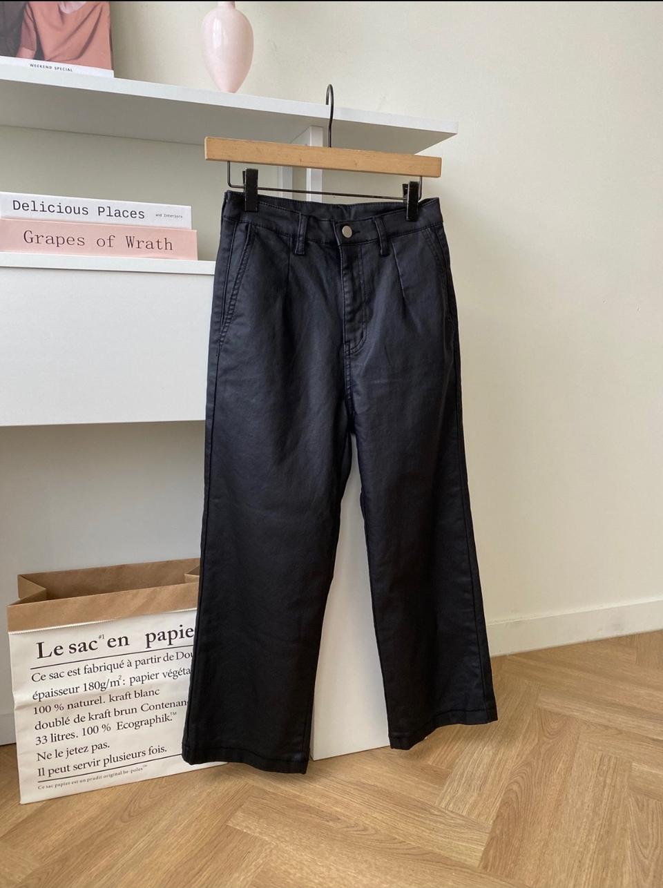 코팅레자 스판바지