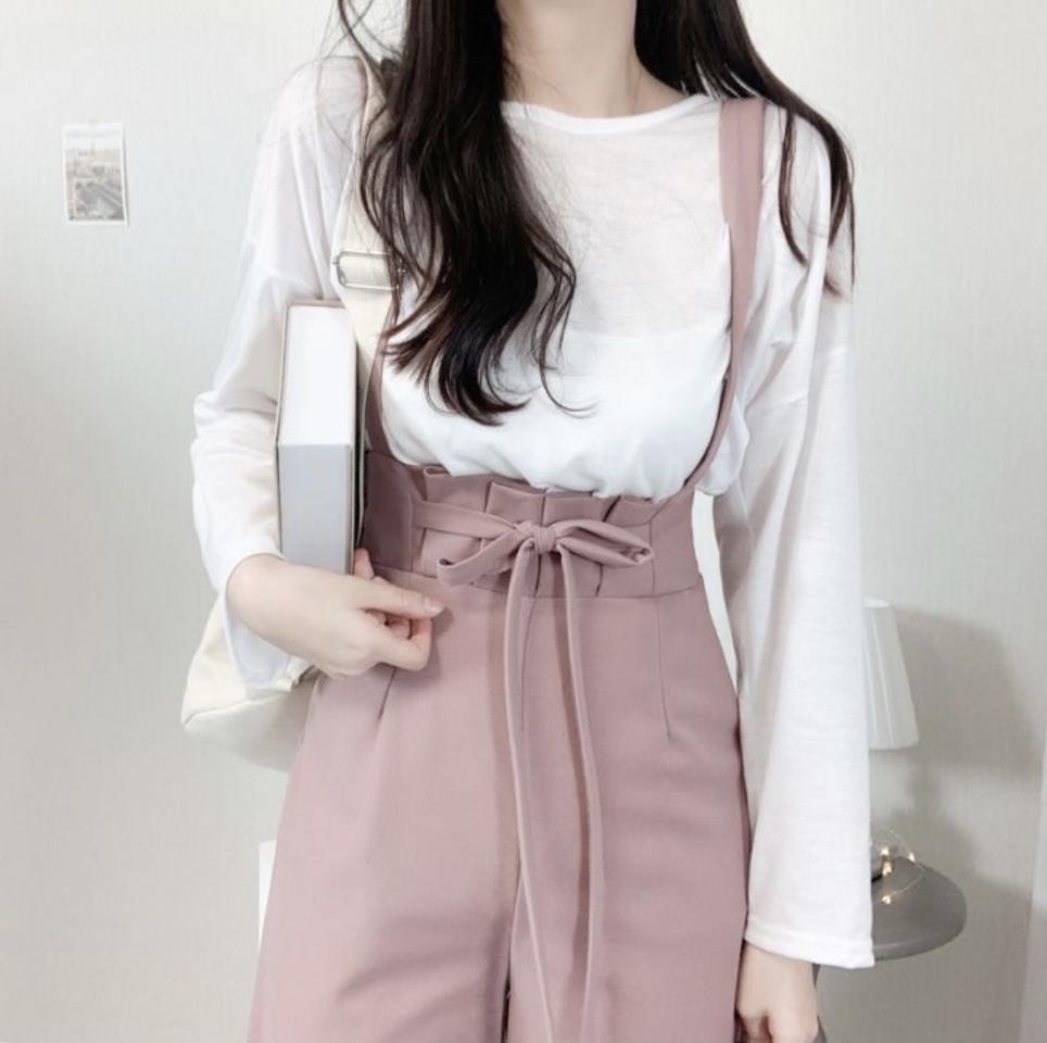 뷔스티에 리본 멜빵 점프수트