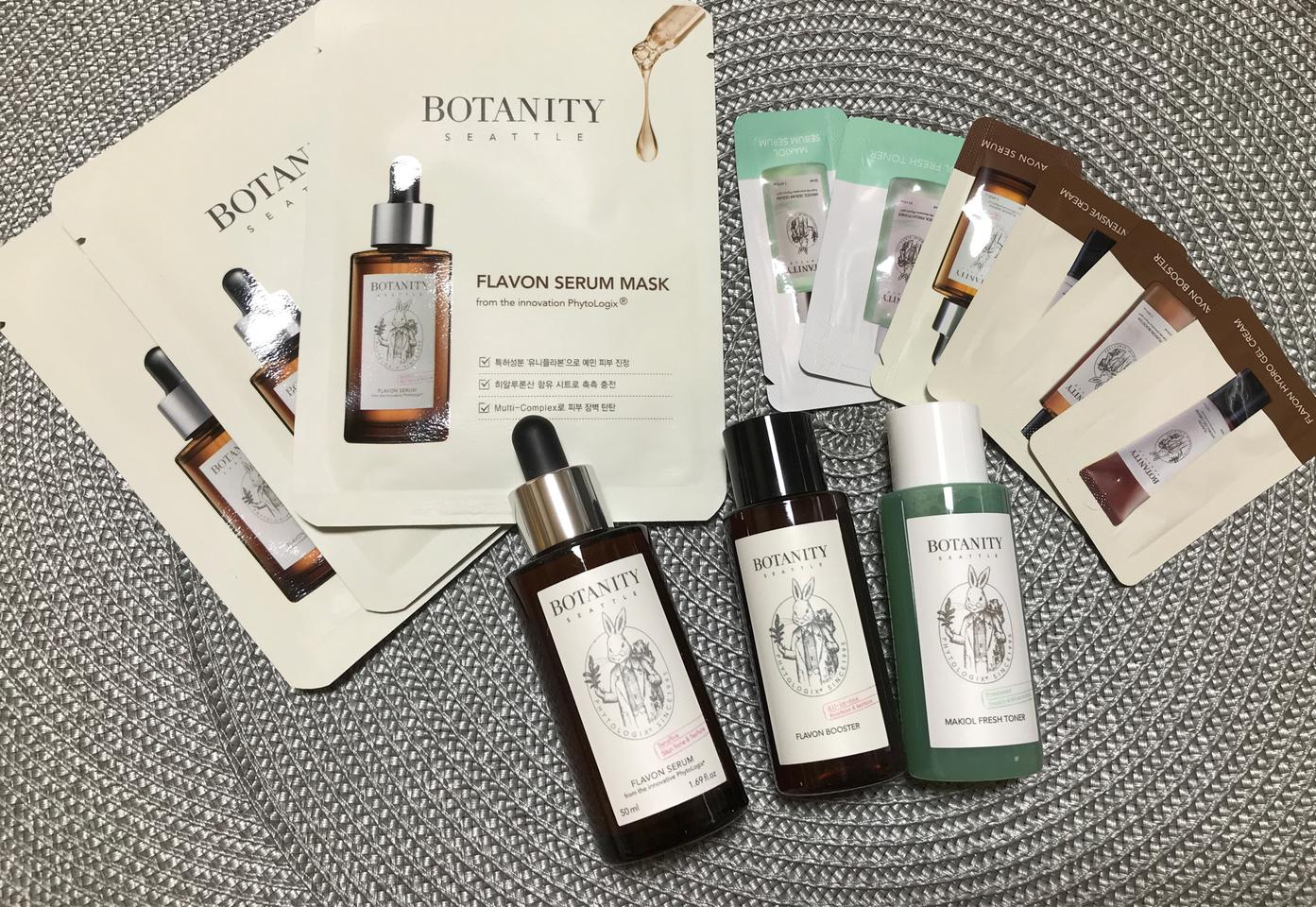 보타니티 플라본세럼50ml, 마스크팩3장,토너, 부스터,필름지