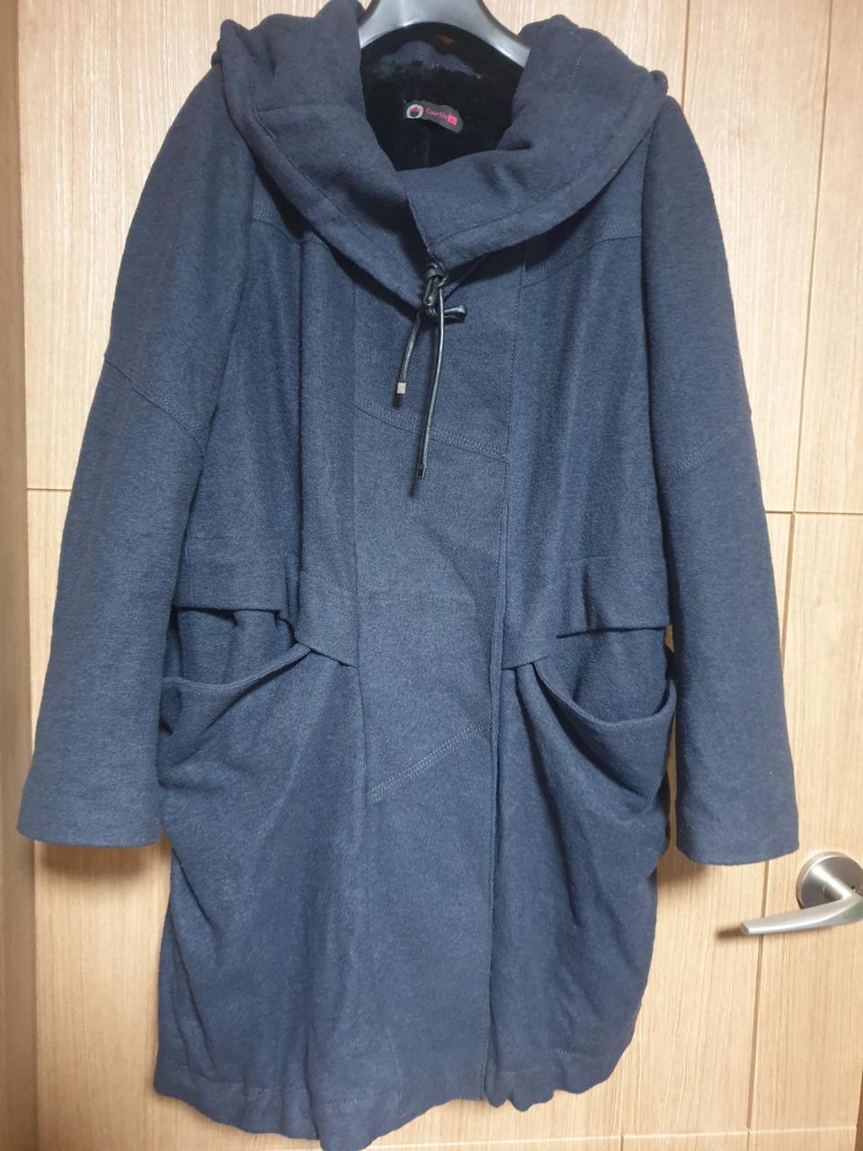 후드 모직 코트