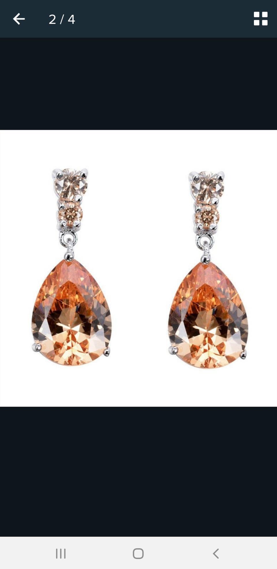 새상품 샴페인 지르코니아 드롭 큐빅 귀걸이 프린세스 스타일 반값택배