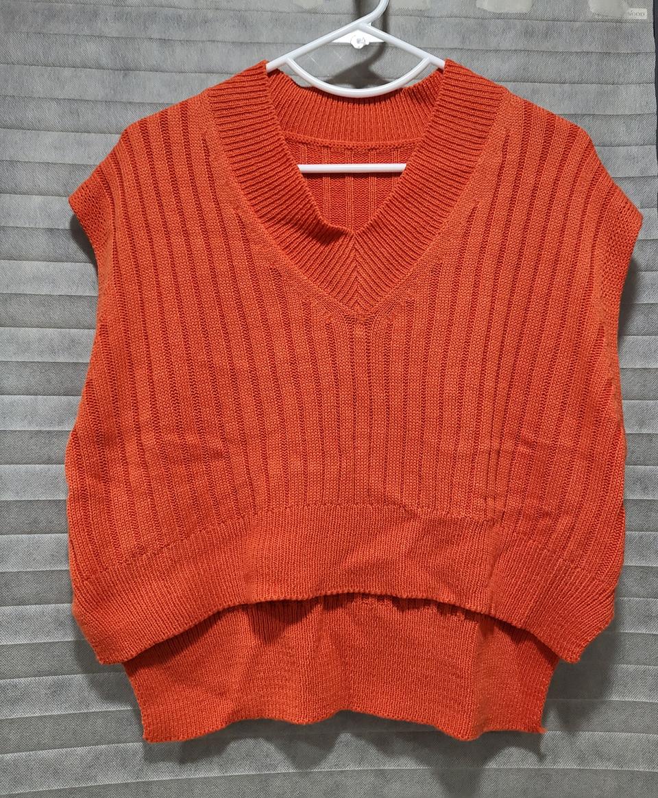 오렌지 니트 베스트