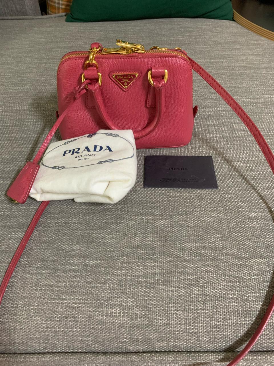 정품 프라다 미니가방 사피아노럭스 프롬나드851백