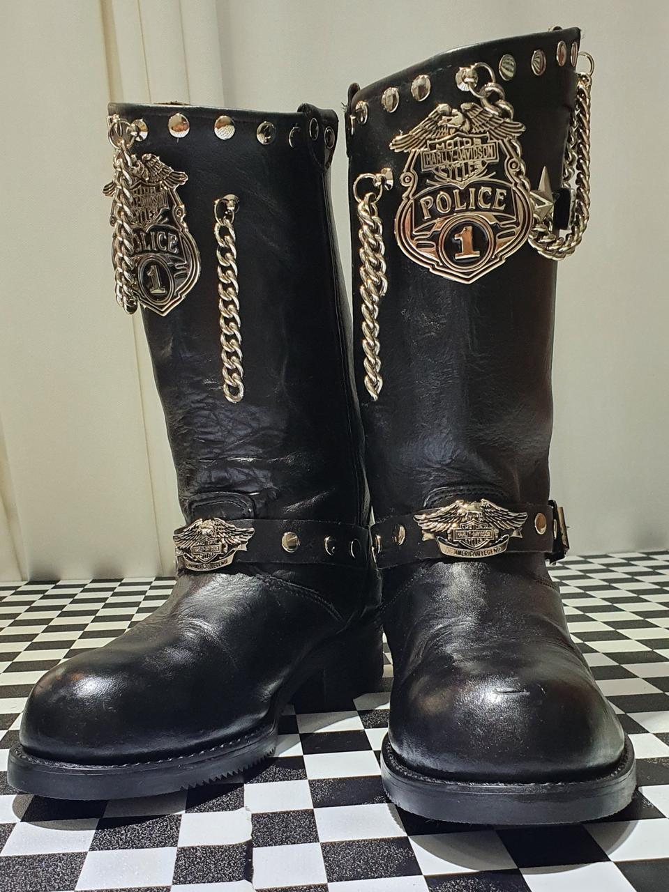 바이크 빈티지 찡 커스텀 가죽 부츠