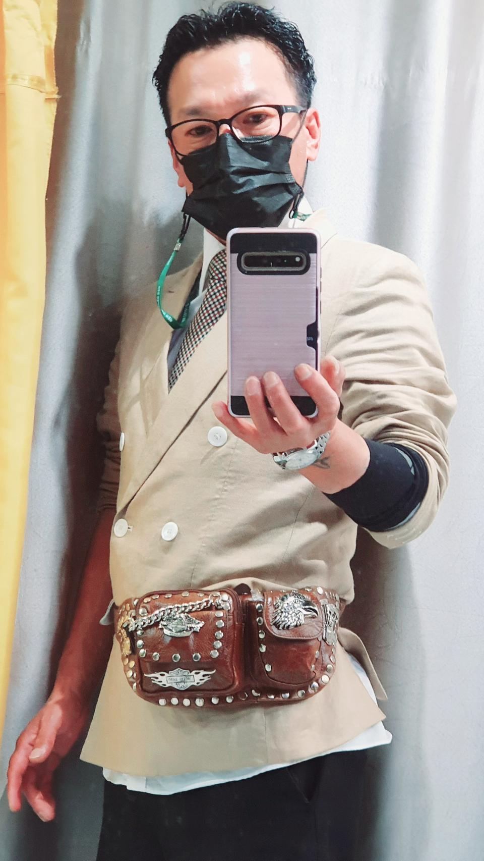 바이크 빈티지 찡 커스텀 할리 스타일 가죽 백