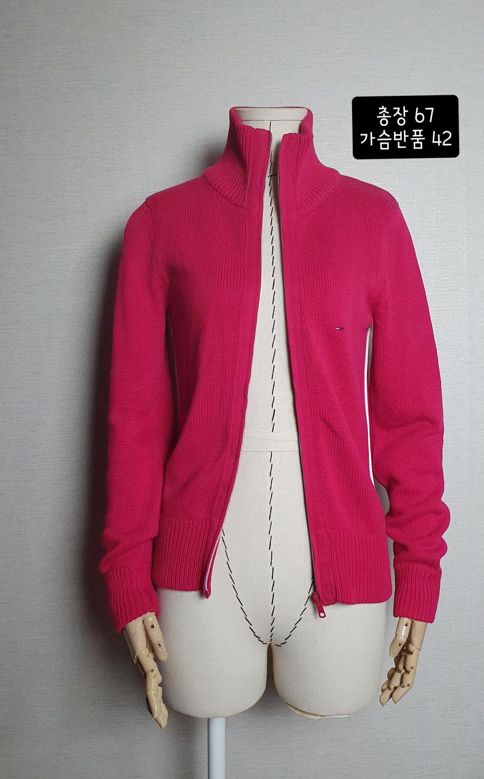 정품 타미힐피거 여성 집업니트