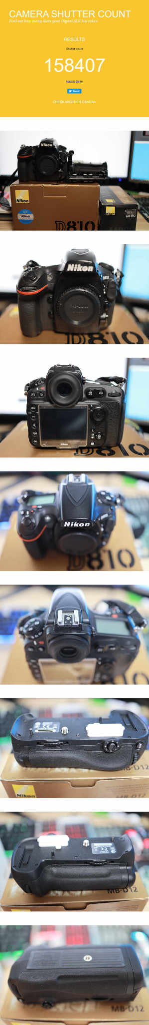 정품 니콘 D810, MB-D12 세로그립