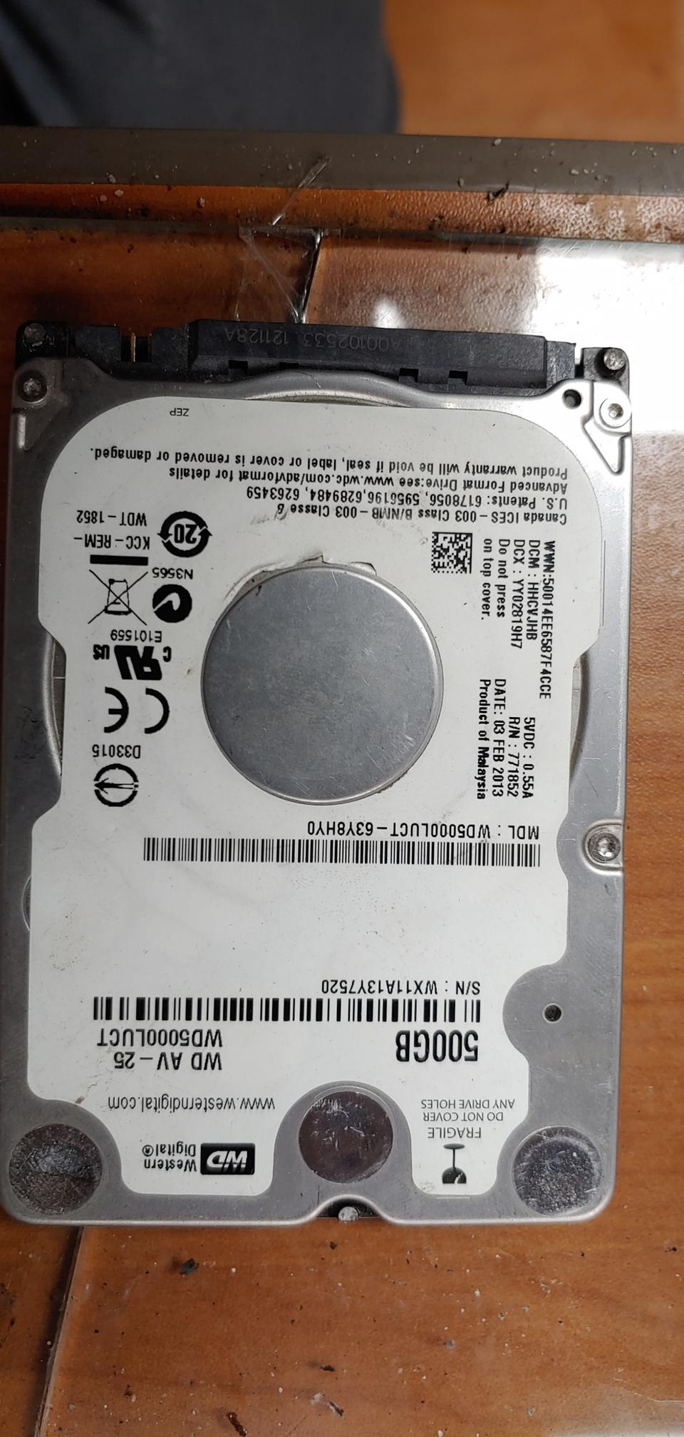 중고 노트북용하드 HDD500g