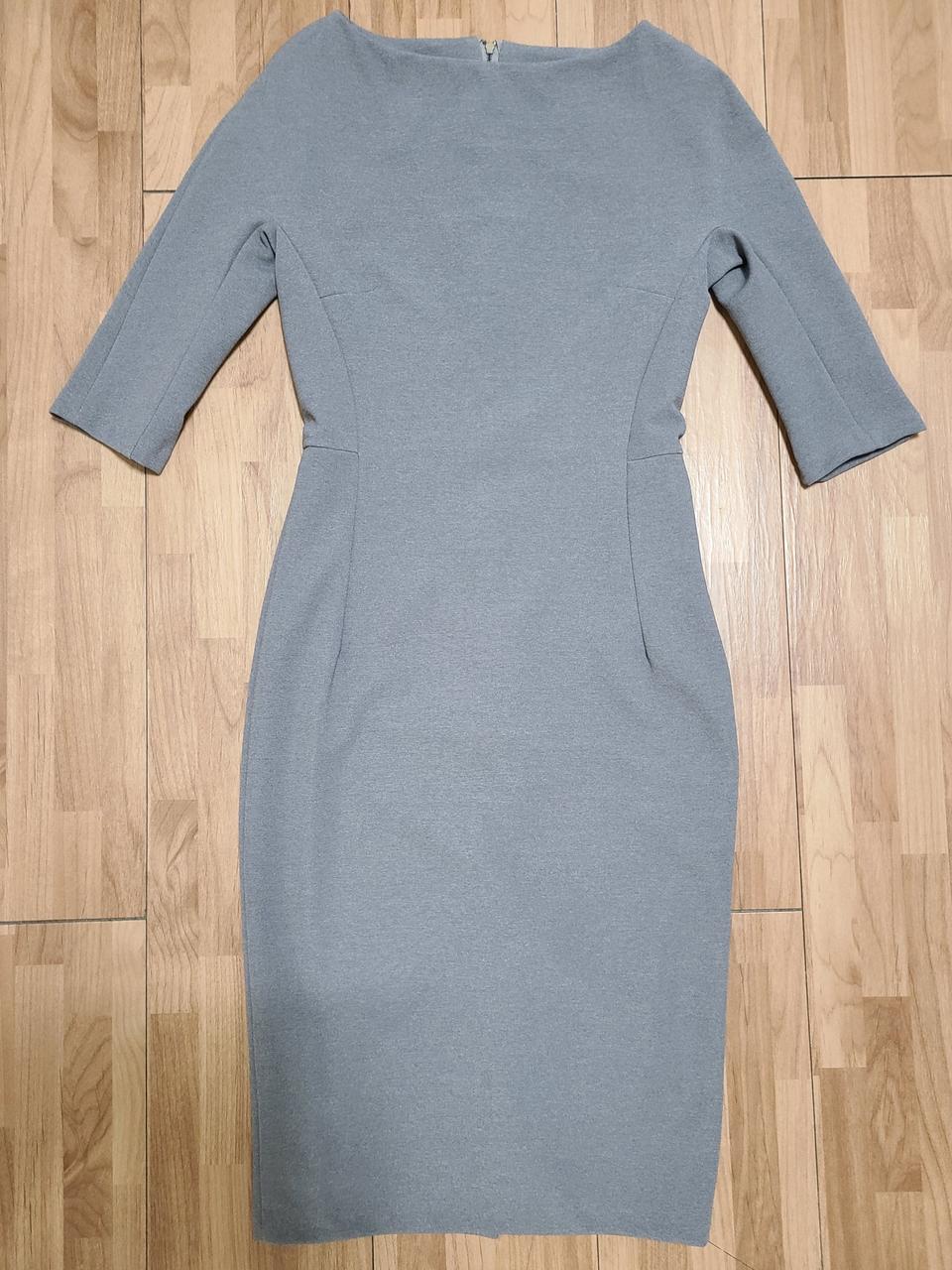 그레이 칠부소매 날씬하게 보이는 원피스