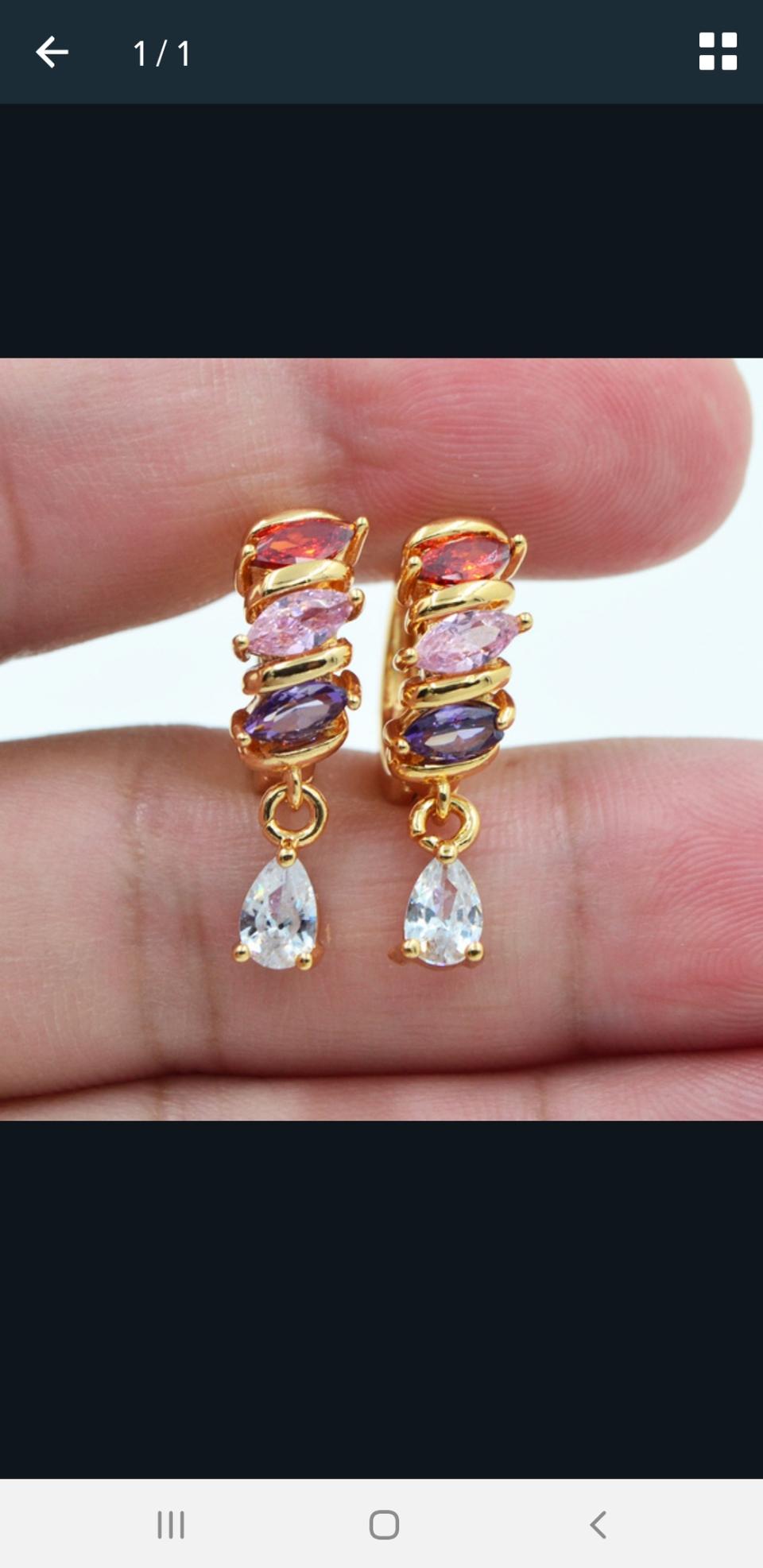 안전 새상품 멀티컬러 토파즈 드롭 럭셔리 초호화 링 귀걸이 반값택배 무료