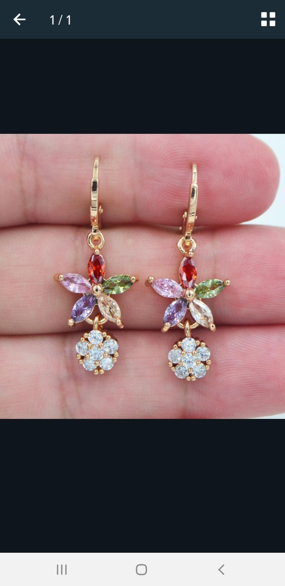 안전 새상품 멀티컬러 토파즈 더블 플라워 럭셔리 초호화 귀걸이 반값택배