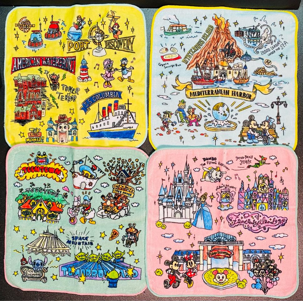디즈니 랜드 지도 손수건 타월 세트