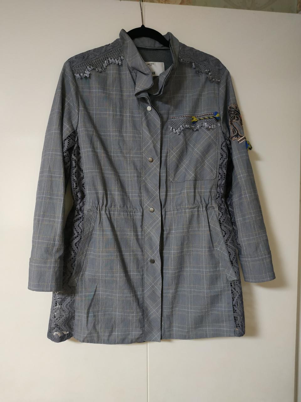 한섬 오브제 체크자켓