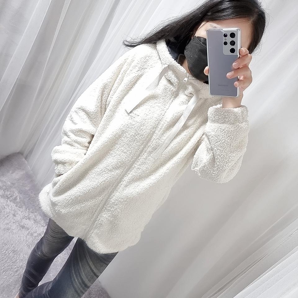 리복 정품 (새상품) 기능성 에어플리스 롱후리스 화이트 뽀글이 후드집업