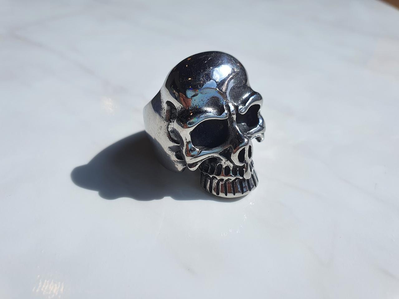 써지컬 스틸 해골 머리 반지